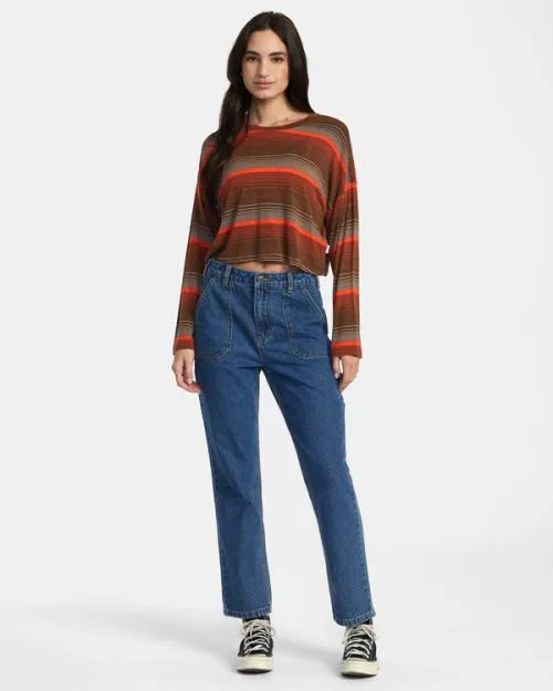 Rvca Countdown II Long Sleeve Knit Top Cappuccino Women Tops