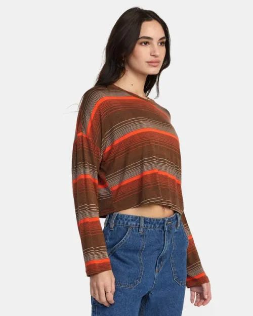 Rvca Countdown II Long Sleeve Knit Top Cappuccino Women Tops
