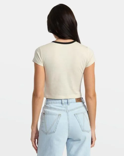 Rvca Dont Care TShirt Latte Women Tees and Tanks