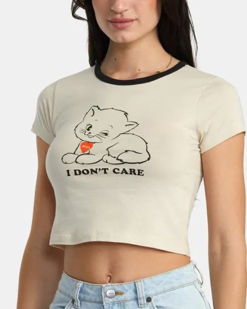 Rvca Dont Care TShirt Latte Women Tees and Tanks