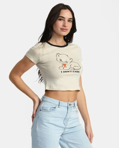 Rvca Dont Care TShirt Latte Women Tees and Tanks