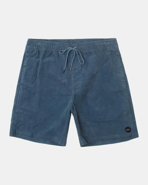 Rvca Escape Elastic Waist Corduroy Shorts 17 Light Duck Blue Men Shorts and Hybrids