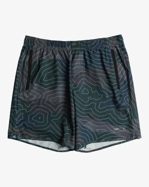 Rvca Hawaii Yogger Stretch Technical Training Shorts Hawaii Topo Camo Men Athletic Shorts