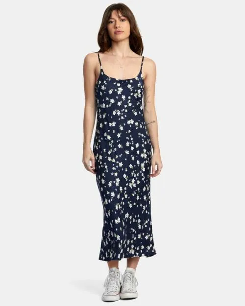 Rvca Maiden Midi Dress Moody Blue Women Dresses and Rompers