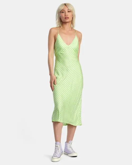 Rvca Oh Lord Midi Dress Green Flash Women Dresses and Rompers
