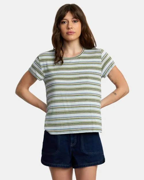 Rvca Recess 3 Crewneck Tee Sea Spray Women Tees and Tanks