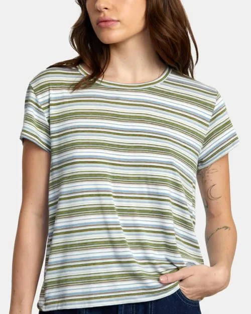 Rvca Recess 3 Crewneck Tee Sea Spray Women Tees and Tanks