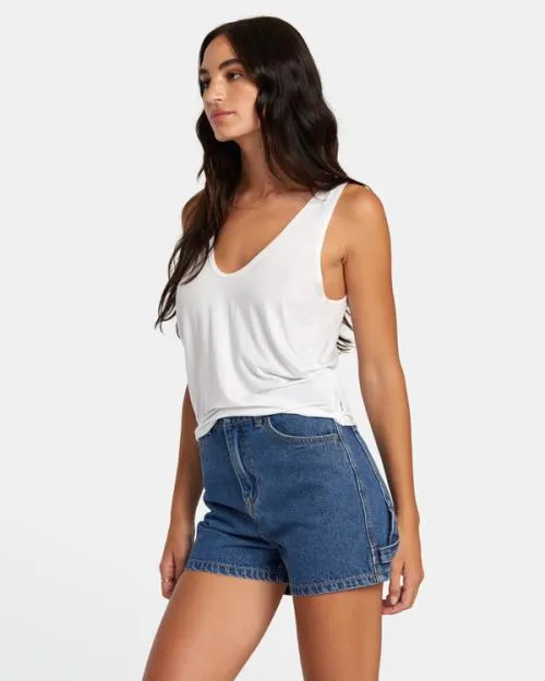 Rvca Recession Denim Shorts Blue Rinse Women Denim