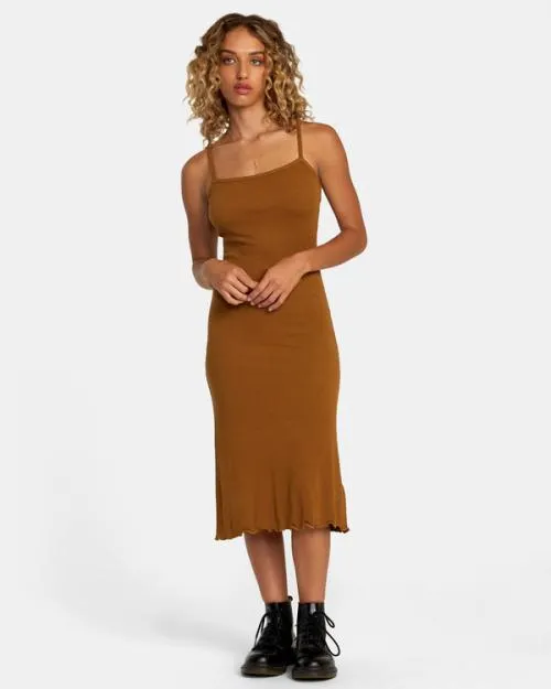 Rvca Slink Midi Dress Sienna Women Dresses and Rompers