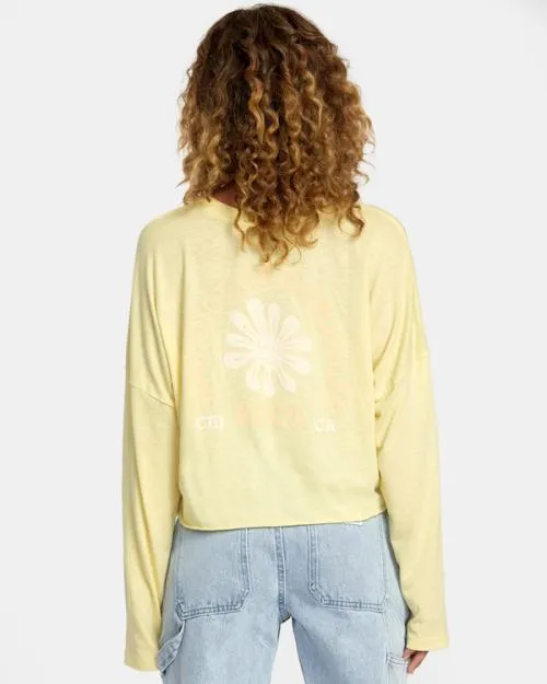 Rvca Sol Long Sleeve Tee Golden Women Tees and Tanks