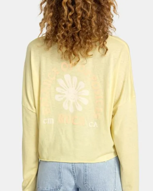 Rvca Sol Long Sleeve Tee Golden Women Tees and Tanks
