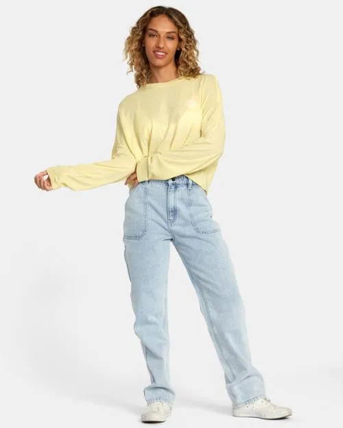 Rvca Sol Long Sleeve Tee Golden Women Tees and Tanks