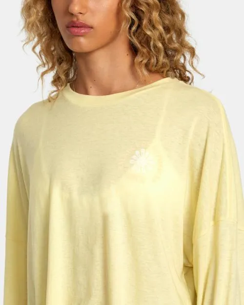 Rvca Sol Long Sleeve Tee Golden Women Tees and Tanks