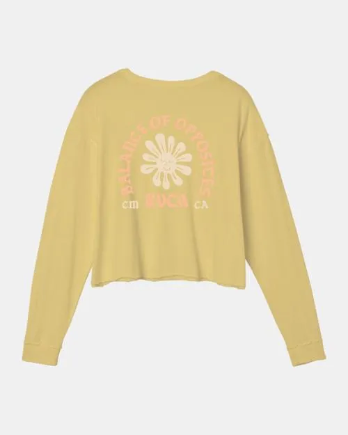 Rvca Sol Long Sleeve Tee Golden Women Tees and Tanks