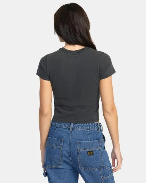 Rvca Sun Salute TShirt Washed Black Women Tees and Tanks