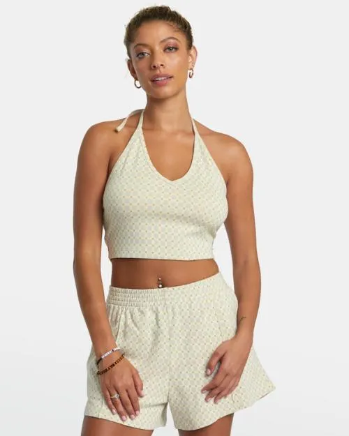 Rvca Sunrise Halter Top Cloud Women Tops