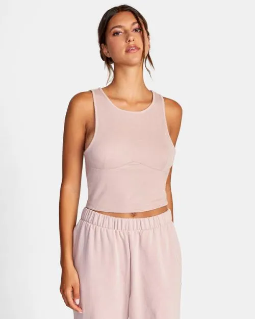 Rvca Test Drive Cropped Tank Top Dusty Rose Women Tops