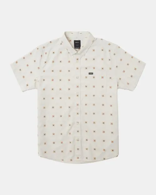 Rvca That039ll Do Print Short Sleeve Shirt Natural Men Shirts and Flannels