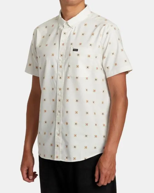 Rvca That039ll Do Print Short Sleeve Shirt Natural Men Shirts and Flannels