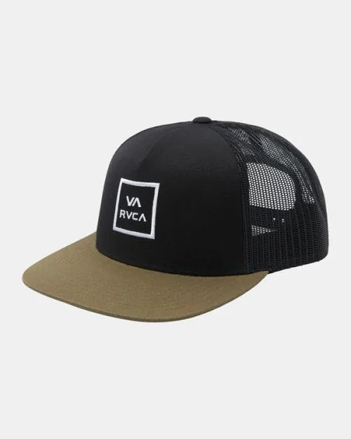 Rvca VA All The Way Trucker Hat Black Olive Men Hats and Beanies