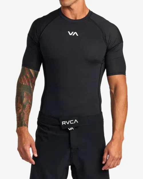Rvca VA Sport Short Sleeve Rashguard Black SportSurf Compression Clothing
