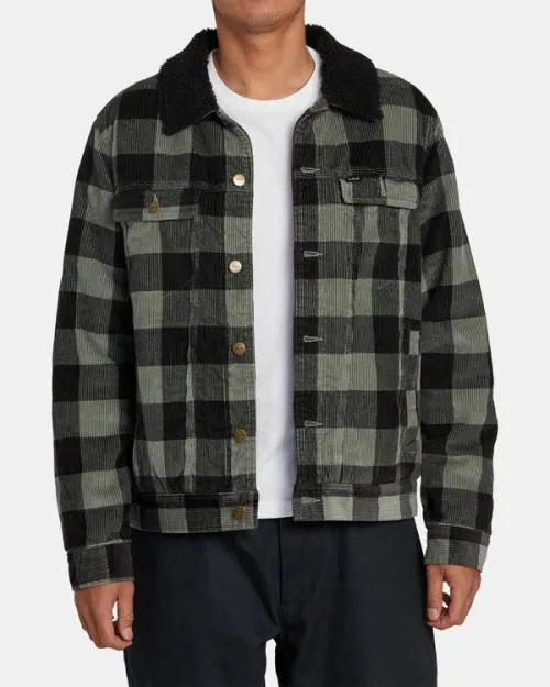 Rvca Waylon Corduroy Trucker Jacket Aloe Men Jackets