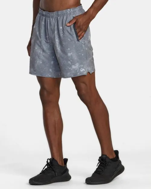 Rvca Yogger Stretch Elastic Waist Shorts 17034 Smoke Bleach Men Athletic Shorts