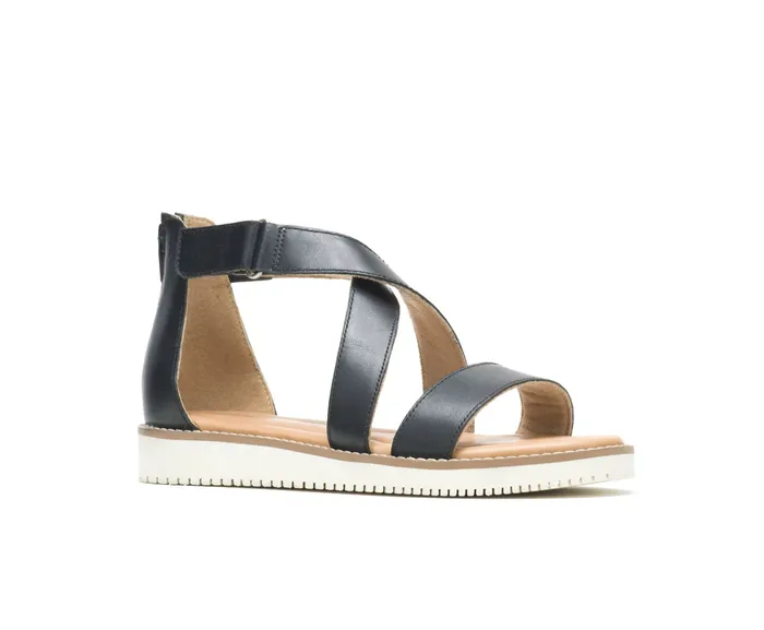 Sandals Women Hush Puppies Briard X Back Zip Black Leather