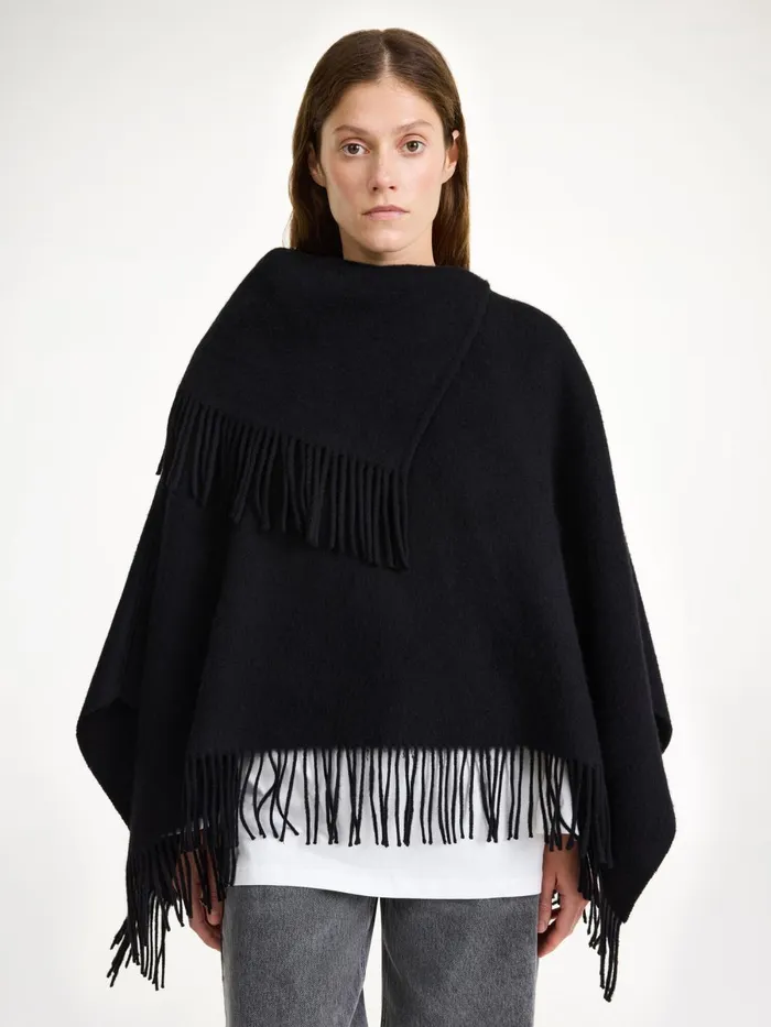 Scarves Women By Malene Birger Turtma Wool Poncho Black Scarves Women By Malene Birger Turtma Wool Poncho Black