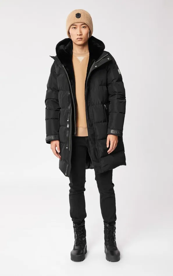 Shearling Jackets Men Mackage REYNOLD Down Coat With Removable Shearling Bib And Hood Army