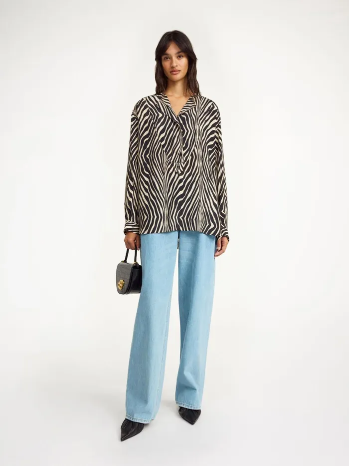 Shirts and Blouses Women By Malene Birger Fayette Silkblend Shirt Zebra