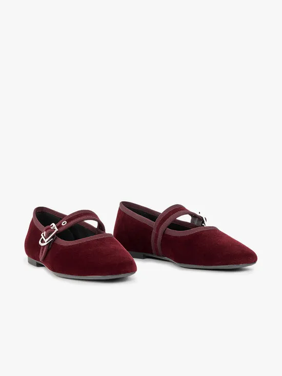Shoes Lisa Says Gah Women Jolin Velvet Ballet Flat Cherry