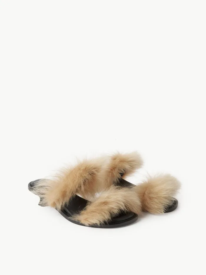 Shoes Women By Malene Birger Tianna Shearling Sandals Old Beige