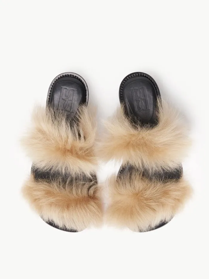 Shoes Women By Malene Birger Tianna Shearling Sandals Old Beige