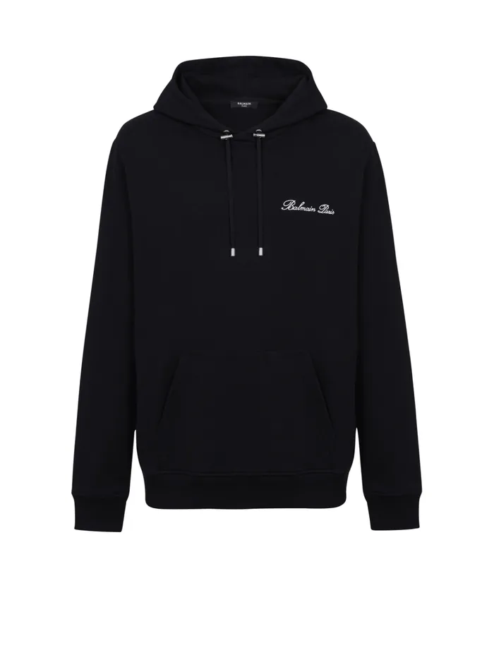 Signature Hoodie Black Men Balmain Sweatshirts