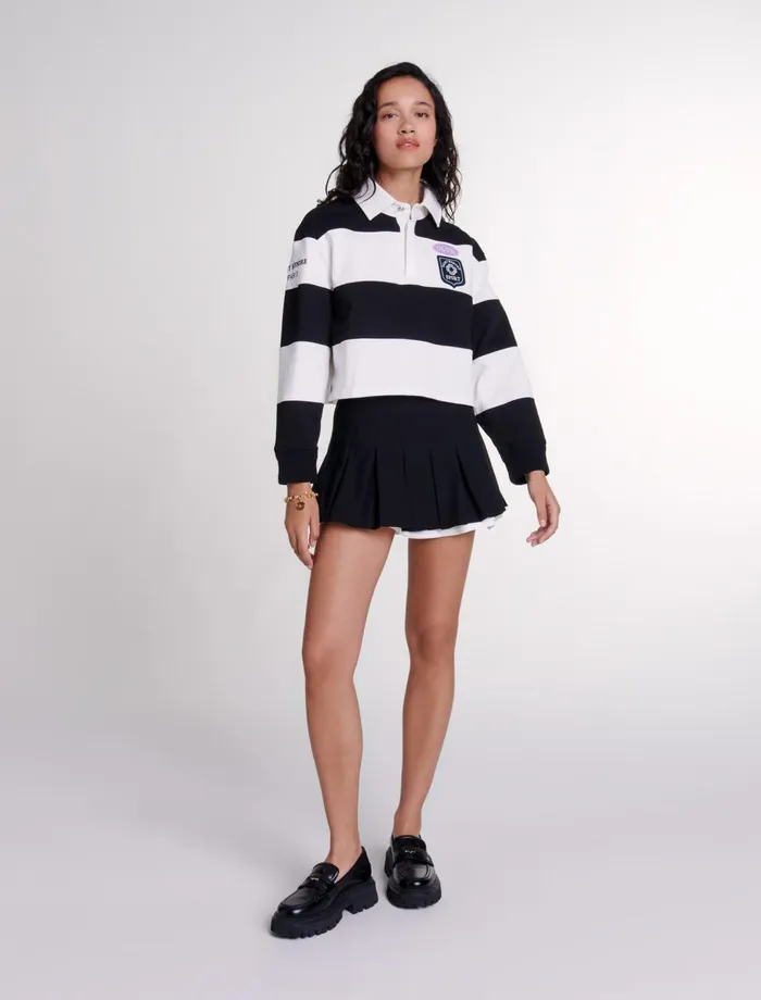 Skirts and Shorts Women Maje DualMaterial Pleated Skort Black
