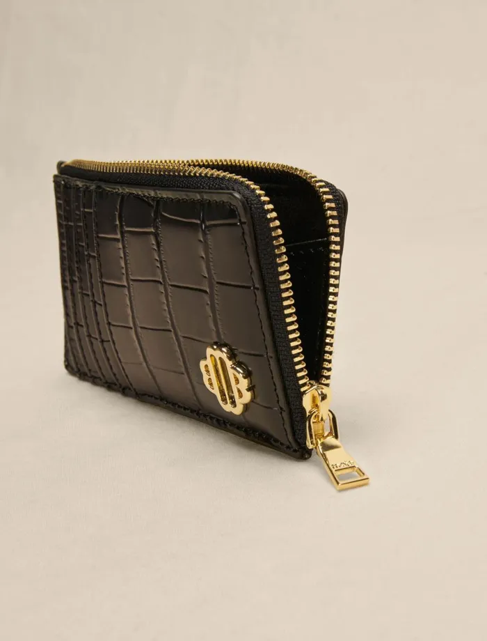 Small Leather Goods Women Maje LeatherCard Case Black Small Leather Goods Women Maje LeatherCard Case Black