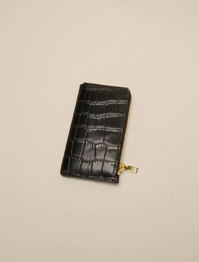 Small Leather Goods Women Maje LeatherCard Case Black Small Leather Goods Women Maje LeatherCard Case Black