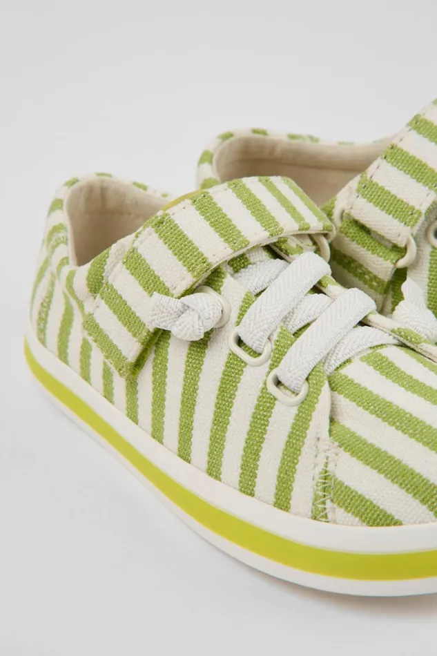 Sneakers Kids Camper Peu Rambla Green And White Striped Recycled Cotton Shoes
