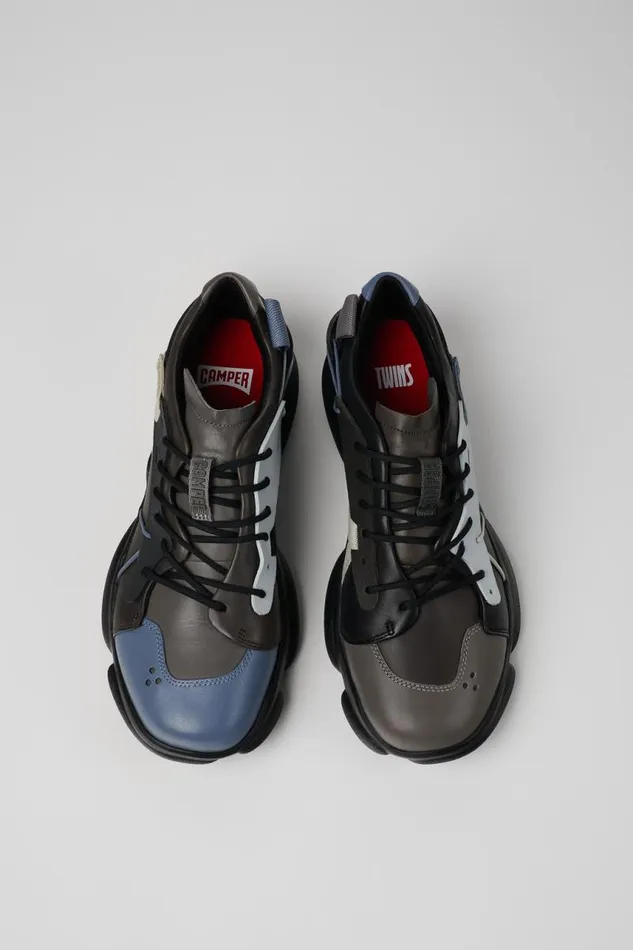 Sneakers Men Camper Twins Multicolored Leather And Textile Sneakers
