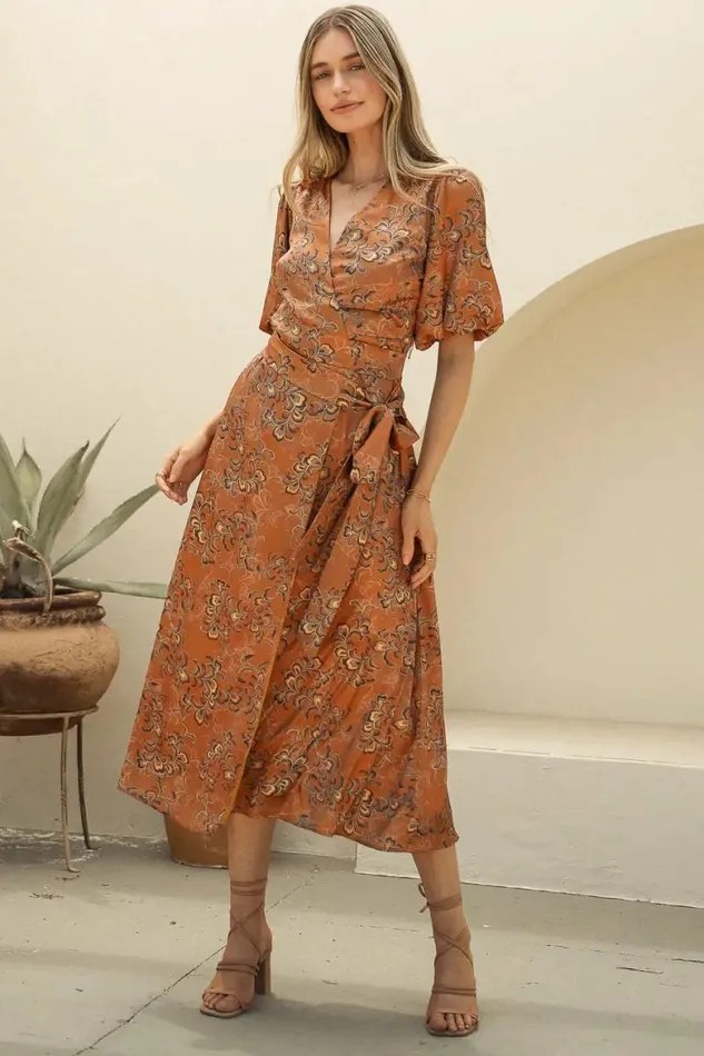 Sonnet Wrap Dress 8211 FINAL SALE Camel Women Bohme Dresses