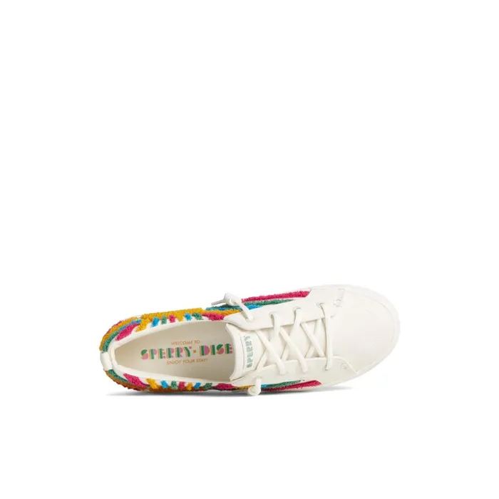 Sperry Crest Vibe Sun Platform Sneaker White Textile Woven Women Sneakers
