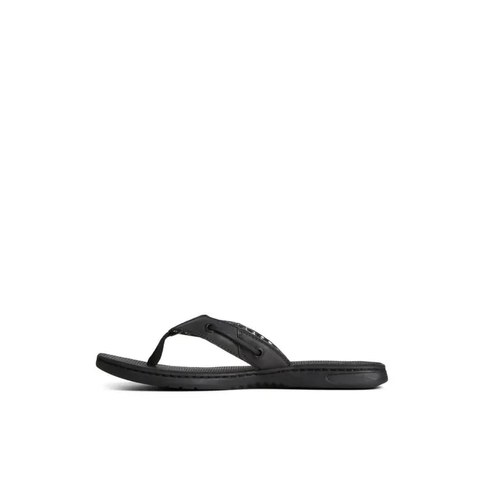 Sperry Seafish Leather Flip Flop Black Women Sandals