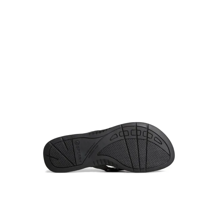 Sperry Seafish Leather Flip Flop Black Women Sandals