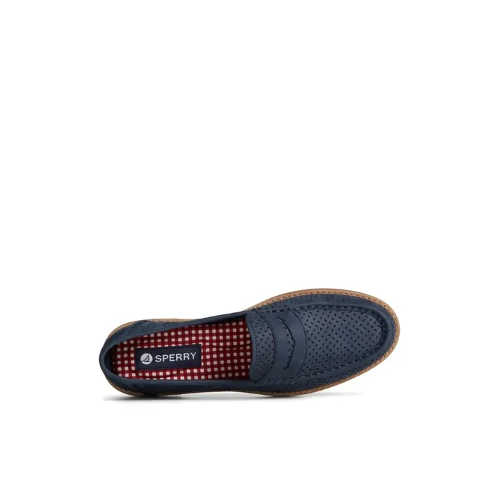 Sperry Seaport Perforated Penny Loafer Navy Women Oxfords and Loafers