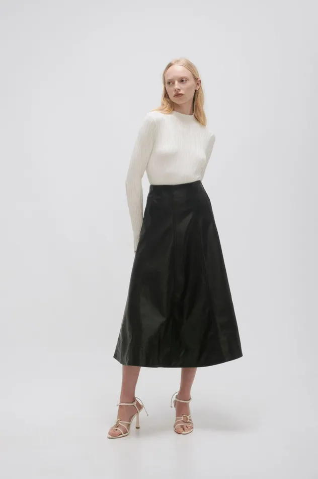 Stanhope Midi Skirt Black Women Aje Skirts