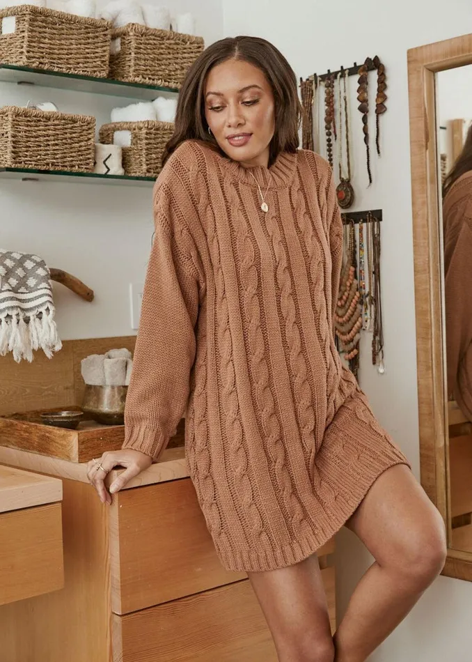 Staycation Mini Dress Tan Women Lost Wander Dresses