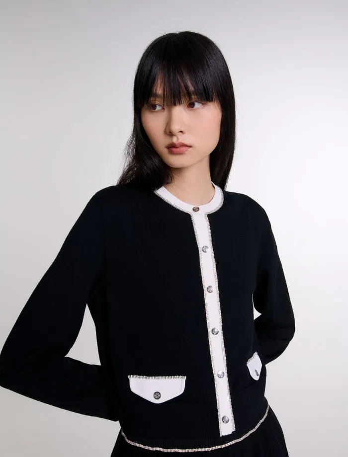 Sweaters and Cardigans Women Maje Rhinestone Cardigan Black