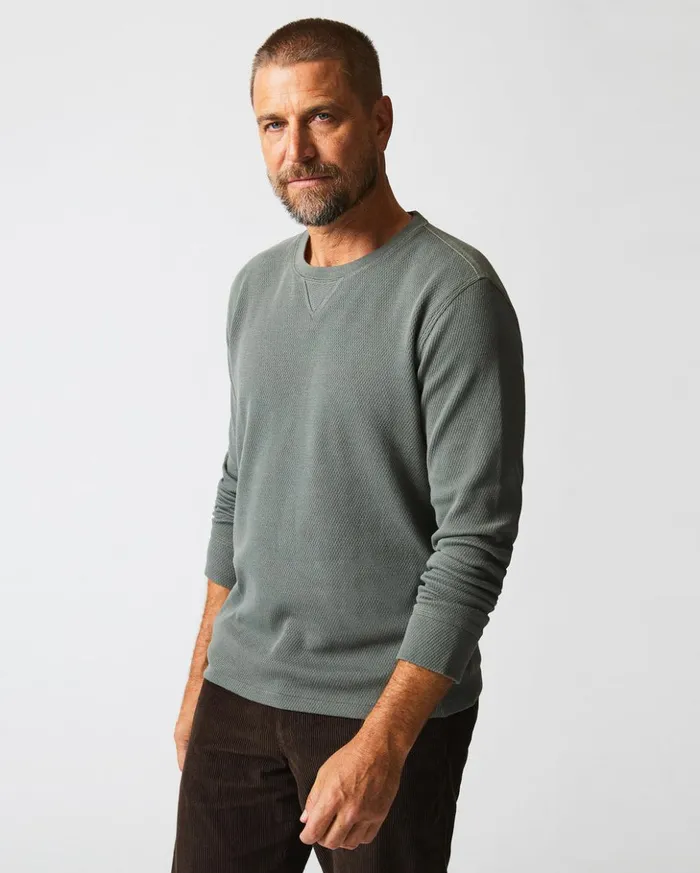 Sweaters and Sweatshirts Men Billy Reid Thermal Ls Crew Washed Grey