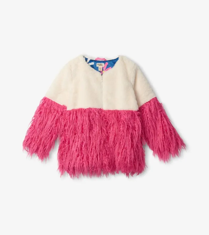 Sweaters Girls Hatley Girls Sheer Pink Faux Fur Jacket
